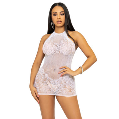 Leg Avenue - Strass Neckholder-Minikleid, Einheitsgröße- Weiß