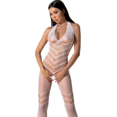 Passion - Bs100 Weisser Bodystocking, One Size