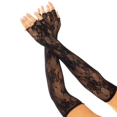 Leg Avenue - Floral Network Fingerlose Handschuhe Schwarz
