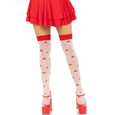 Leg Avenue - Pilz Hohe Socken Rot/Weiss