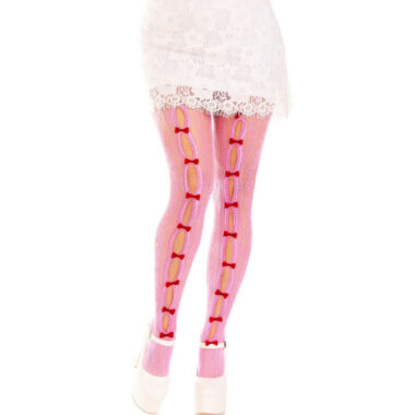 Leg Avenue - Strümpfe mit Öffnungen Herz & Schleifen Rosa