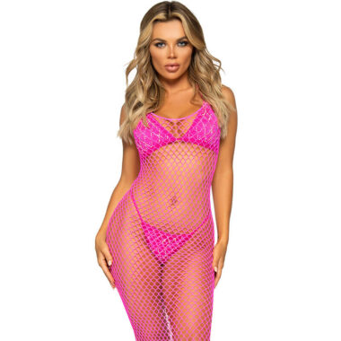 Leg Avenue - Langes Netzkleid Pink One Size