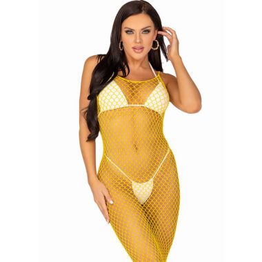 Leg Avenue - Langes Netzkleid Gelb One Size
