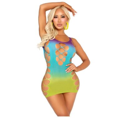 Leg Avenue - Nahtloses Minikleid mit Öffnungen Ocean