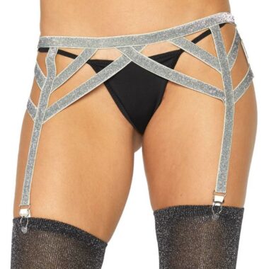 Leg Avenue - Elastischer Strumpfgürtel Silbern, One Size