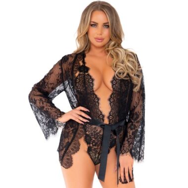 Leg Avenue - Teddy- und Robe-Set L
