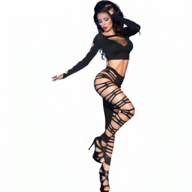 Chilirose - CR 3654 Top & Leggings schwarz S/M