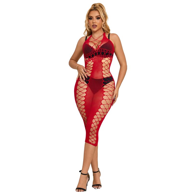 Subblime - 952327 Langes rotes Netz-Kleid OneSize