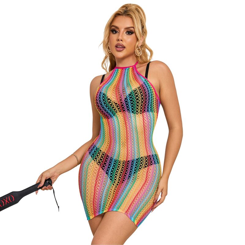 Subblime - 952341 Regenbogen-Netz-Kleid OneSize