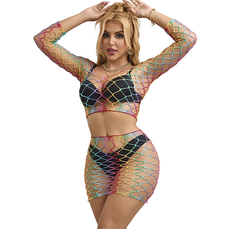 Subblime - 952440 2-Teiliger Netz-Satz Langarm Regenbogen OneSize