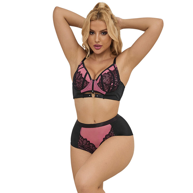 Subblime - 955571 Rosa Lackleder Mesh Zipper Bh-Set S/M