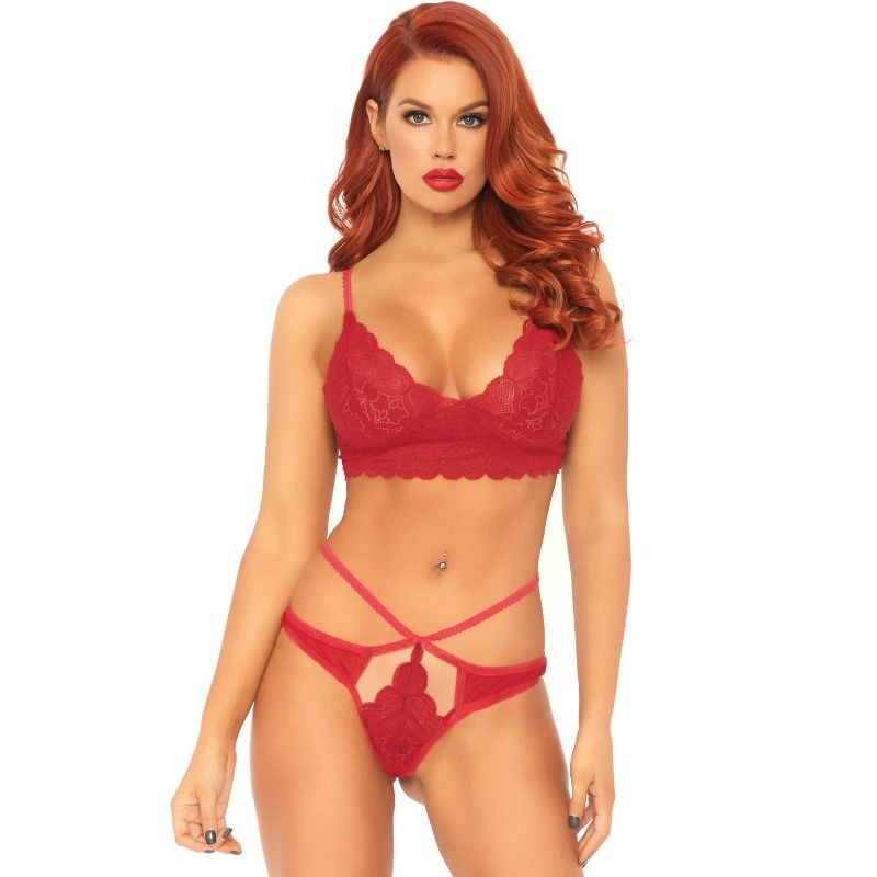Leg Avenue Lace Bralette Set Rot M/L