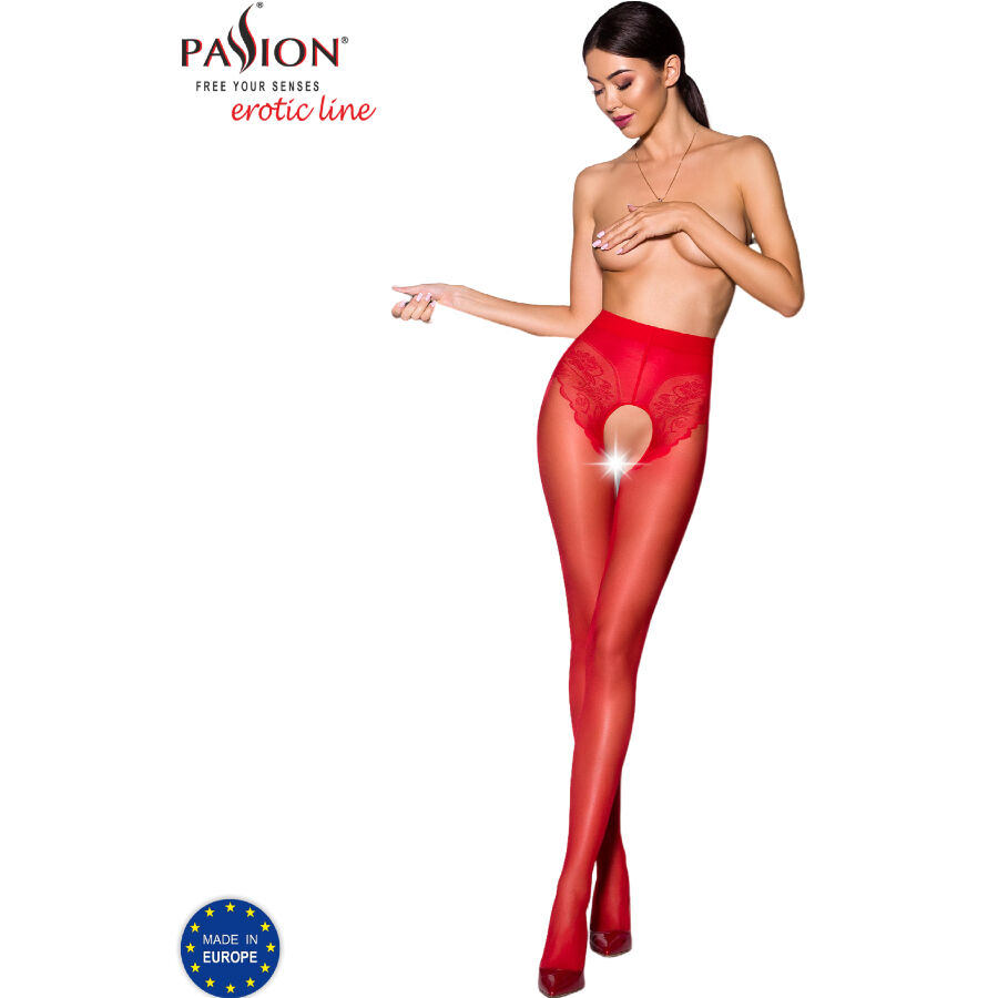 Passion - Tiopen 006 Rote Strumpfhose 3/4 30 Den
