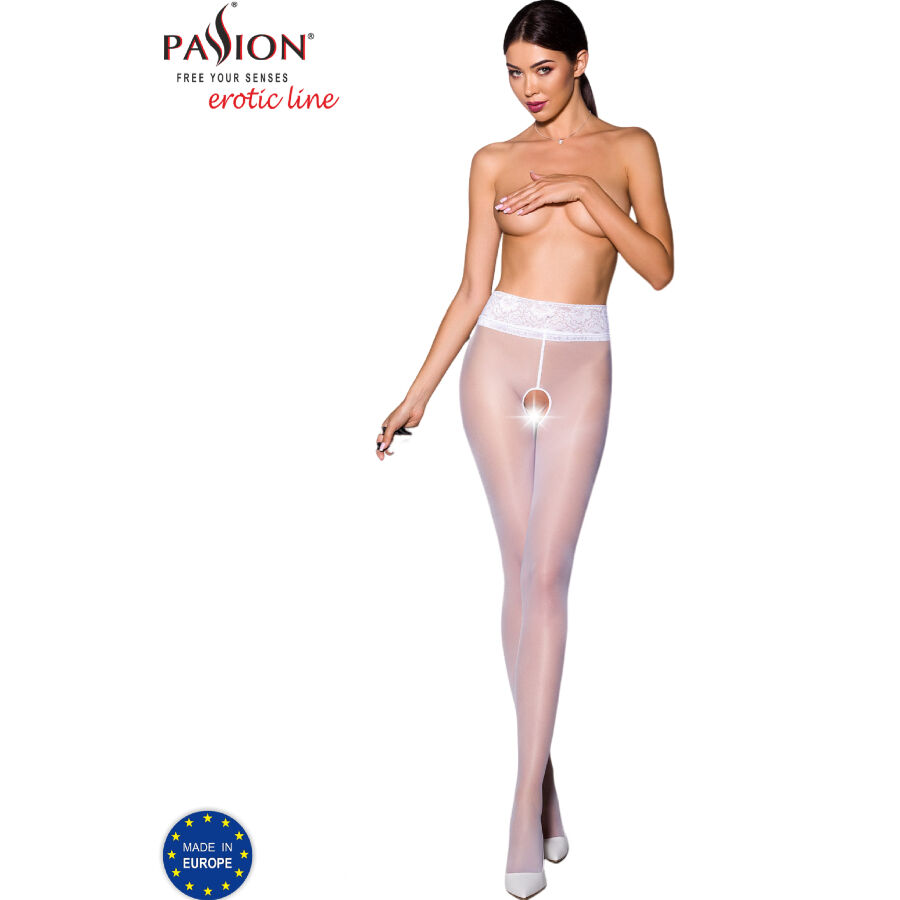 Passion - Tiopen 008 Weisse Strumpfhose 3/4 30 Den